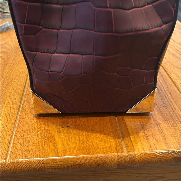 Alexander Wang - Black and Plum Leather Tote with Removable Clutch. - Picture 12 of 13